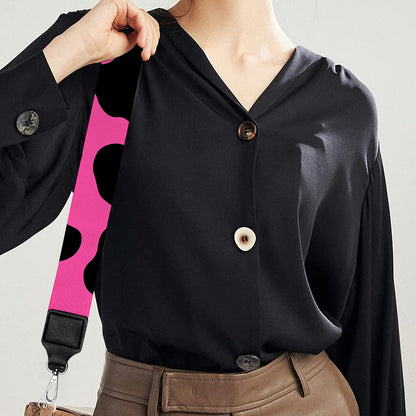 Black And Hot Pink Cow Print Bag Strap