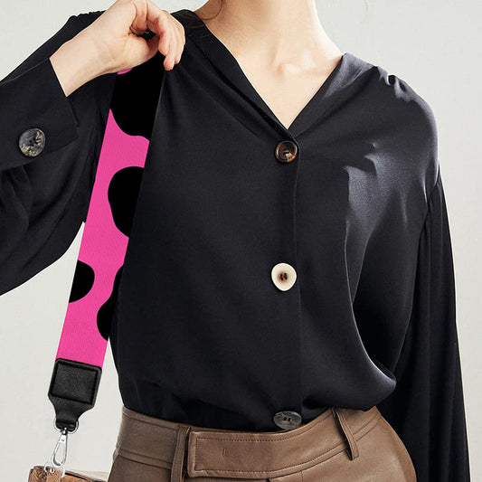 Black And Hot Pink Cow Print Bag Strap