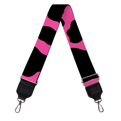 Black And Hot Pink Cow Print Bag Strap