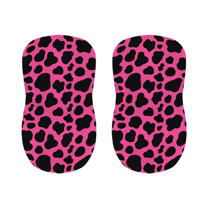 Black And Hot Pink Cow Print Bar Stool Covers