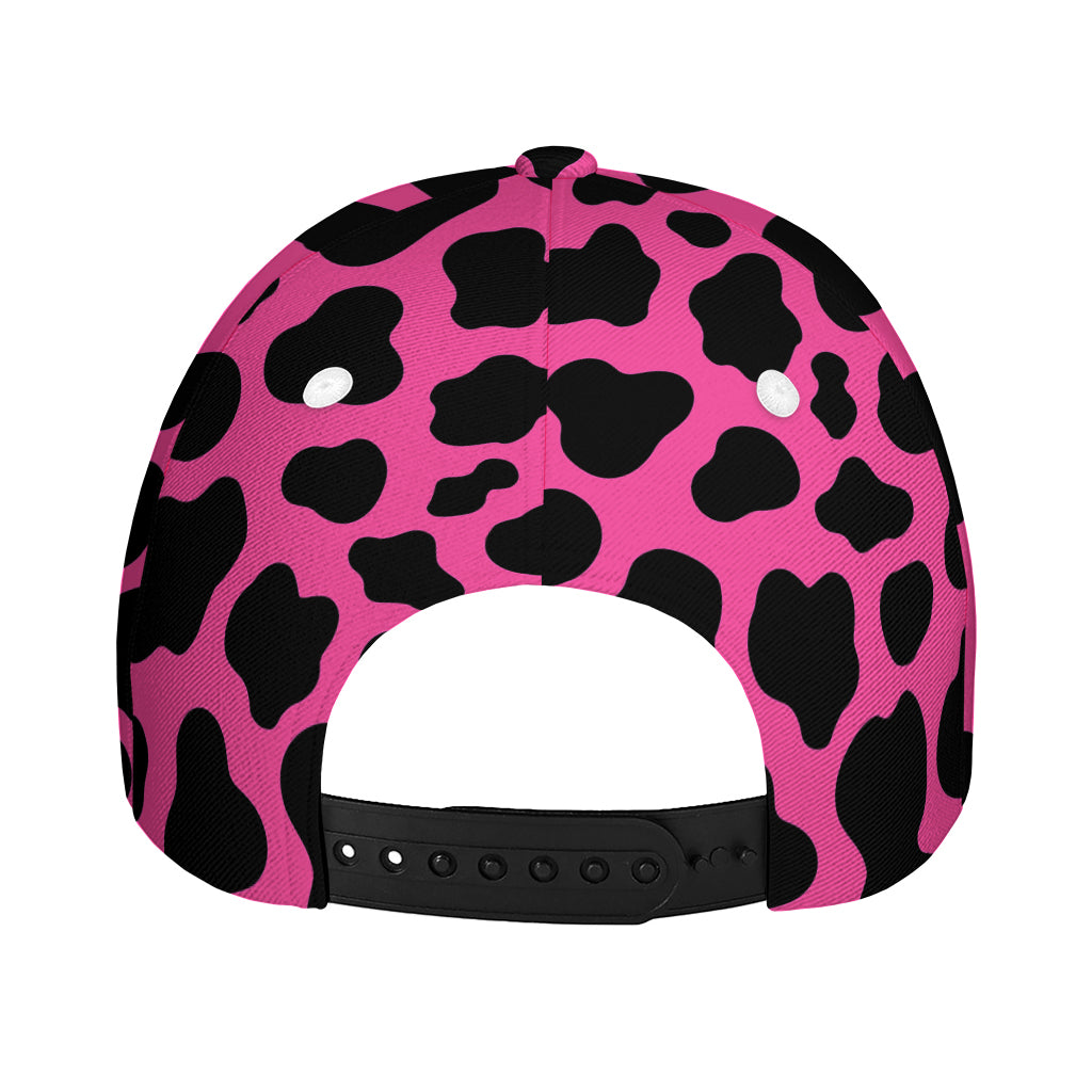 Black And Hot Pink Cow Print Baseball Cap