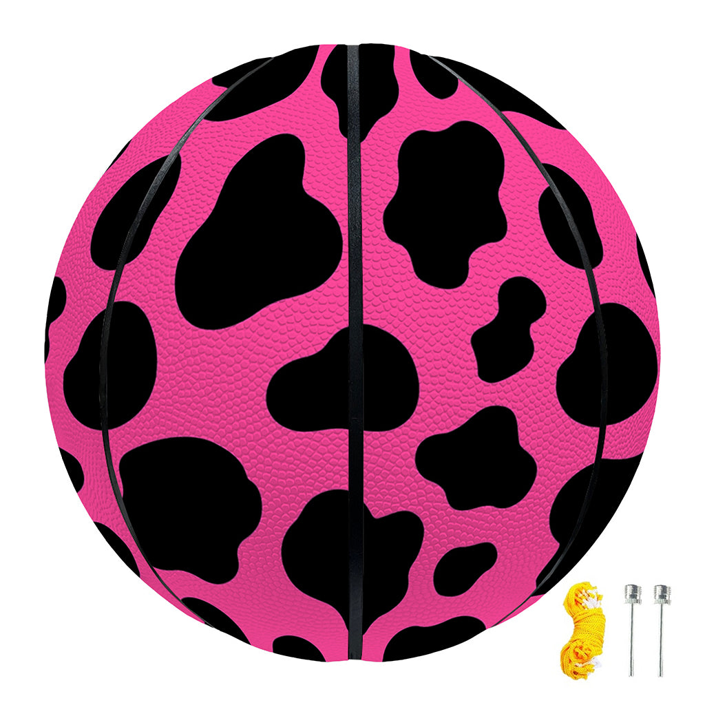 Black And Hot Pink Cow Print Basketball