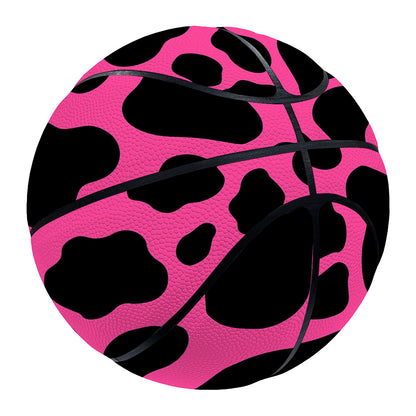 Black And Hot Pink Cow Print Basketball