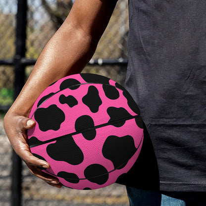 Black And Hot Pink Cow Print Basketball