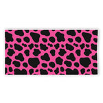 Black And Hot Pink Cow Print Beach Towel