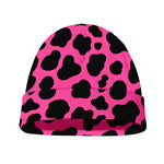 Black And Hot Pink Cow Print Beanie