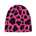 Black And Hot Pink Cow Print Beanie