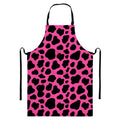 Black And Hot Pink Cow Print Bib Apron With Pocket