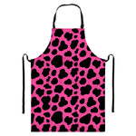 Black And Hot Pink Cow Print Bib Apron With Pocket