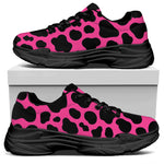 Black And Hot Pink Cow Print Black Chunky Shoes