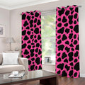 Black And Hot Pink Cow Print Dimout Grommet Curtains