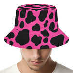 Black And Hot Pink Cow Print Bucket Hat