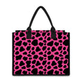 Black And Hot Pink Cow Print Canvas Tote Bag