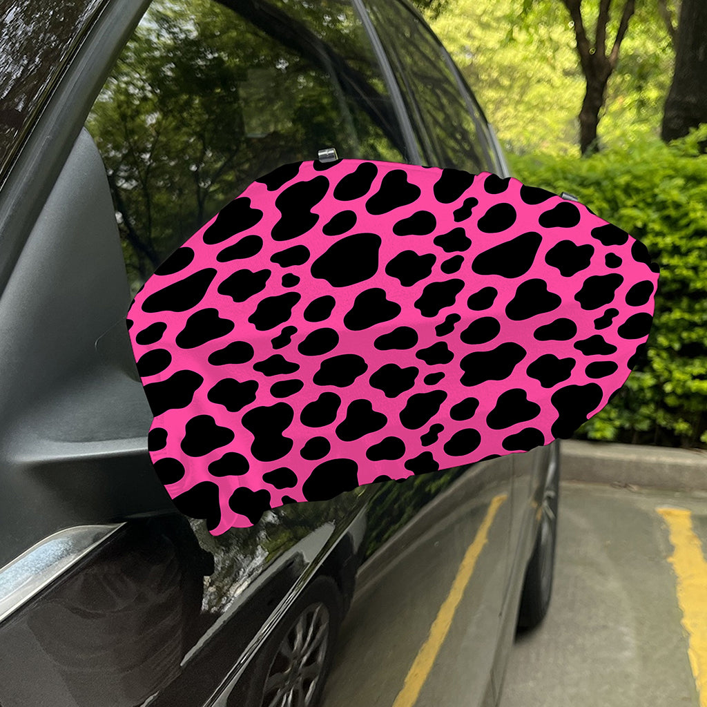 Black And Hot Pink Cow Print Car Side Mirror Covers