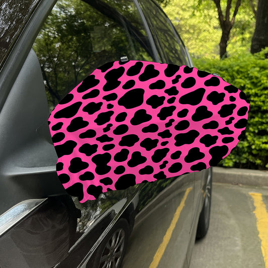 Black And Hot Pink Cow Print Car Side Mirror Covers