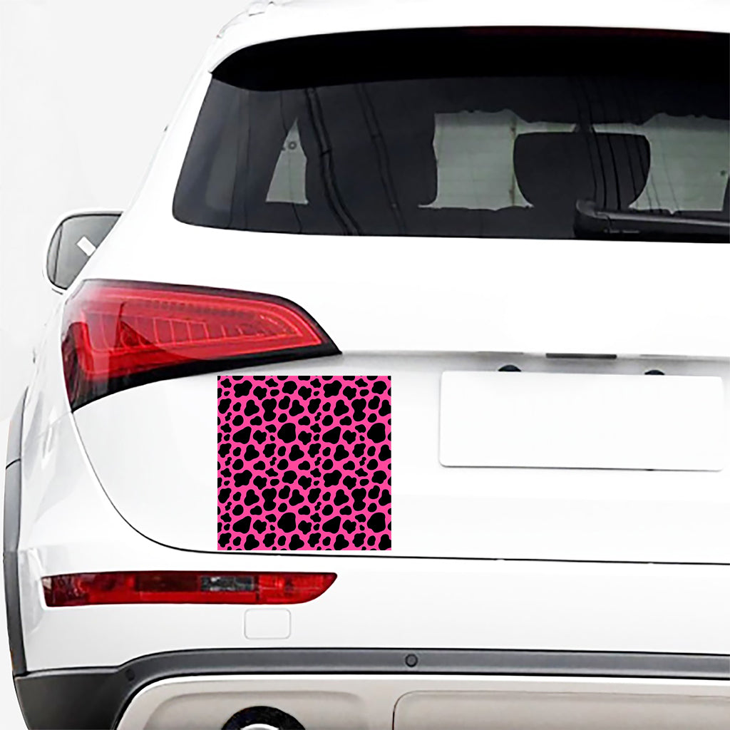 Black And Hot Pink Cow Print Car Sticker