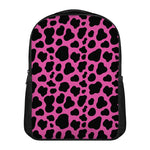 Black And Hot Pink Cow Print Casual Backpack