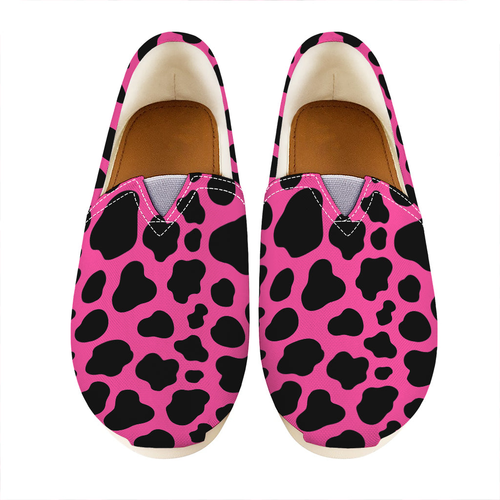 Black And Hot Pink Cow Print Casual Shoes