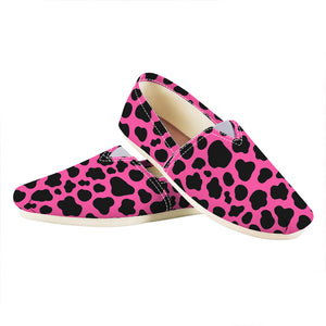 Black And Hot Pink Cow Print Casual Shoes