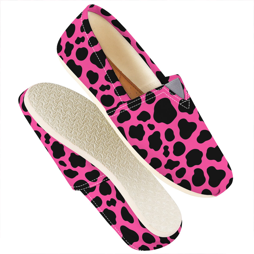 Black And Hot Pink Cow Print Casual Shoes