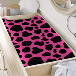 Black And Hot Pink Cow Print Changing Pad Cover