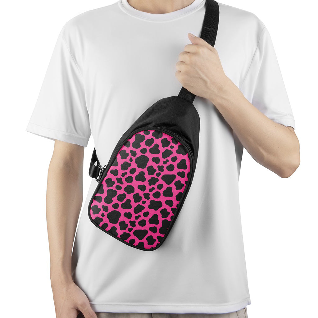 Black And Hot Pink Cow Print Chest Bag