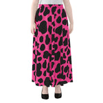 Black And Hot Pink Cow Print Chiffon Maxi Skirt