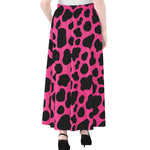 Black And Hot Pink Cow Print Chiffon Maxi Skirt