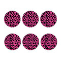 Black And Hot Pink Cow Print Coaster Set