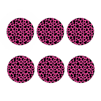 Black And Hot Pink Cow Print Coaster Set