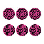 Black And Hot Pink Cow Print Coaster Set