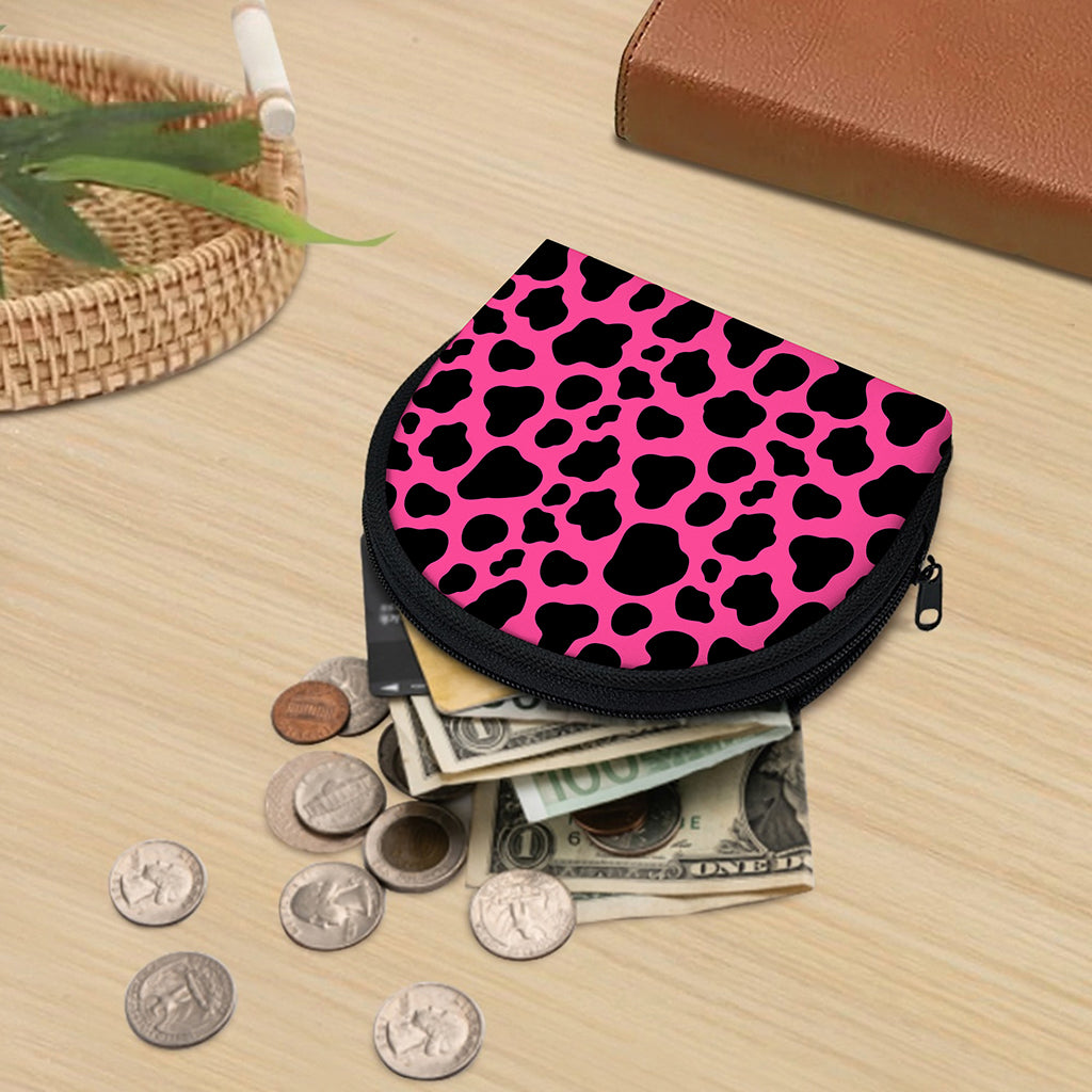 Black And Hot Pink Cow Print Coin Purse