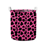 Black And Hot Pink Cow Print Collapsible Laundry Basket