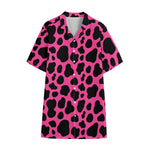 Black And Hot Pink Cow Print Cotton Hawaiian Shirt