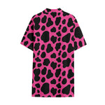 Black And Hot Pink Cow Print Cotton Hawaiian Shirt