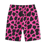 Black And Hot Pink Cow Print Cotton Shorts
