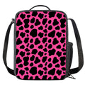 Black And Hot Pink Cow Print Crossbody Lunch Bag
