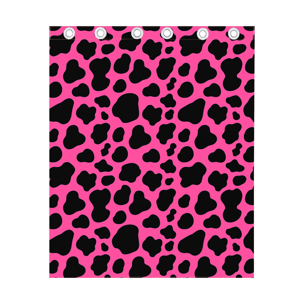 Black And Hot Pink Cow Print Curtain