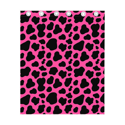 Black And Hot Pink Cow Print Curtain