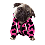 Black And Hot Pink Cow Print Dog Zip Up Hoodie