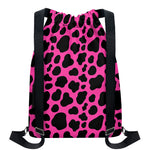 Black And Hot Pink Cow Print Drawstring Backpack