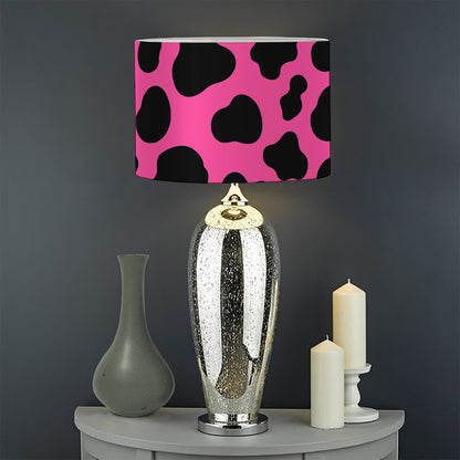 Black And Hot Pink Cow Print Drum Lamp Shade
