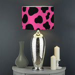 Black And Hot Pink Cow Print Drum Lamp Shade