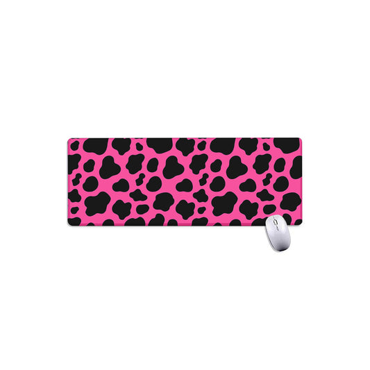 Black And Hot Pink Cow Print Extended Mouse Pad
