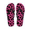 Black And Hot Pink Cow Print Flip Flops