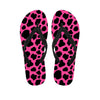 Black And Hot Pink Cow Print Flip Flops