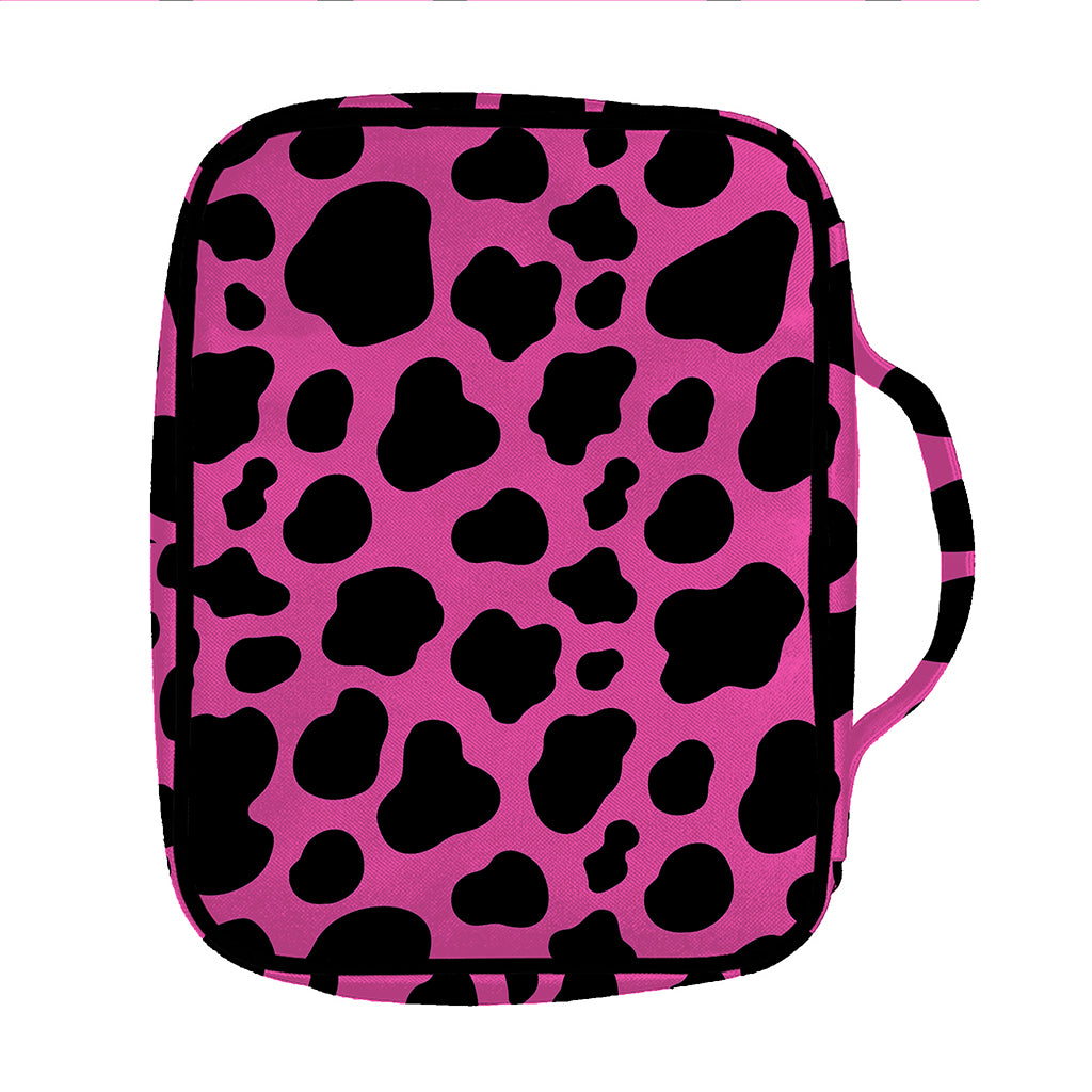 Black And Hot Pink Cow Print Front Pocket Bible Bag
