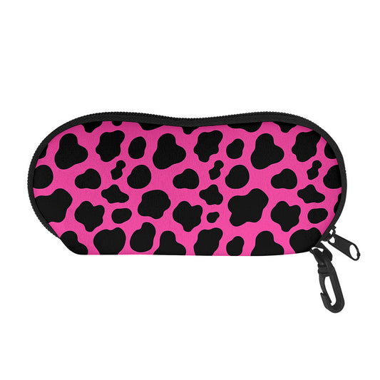 Black And Hot Pink Cow Print Glasses Case