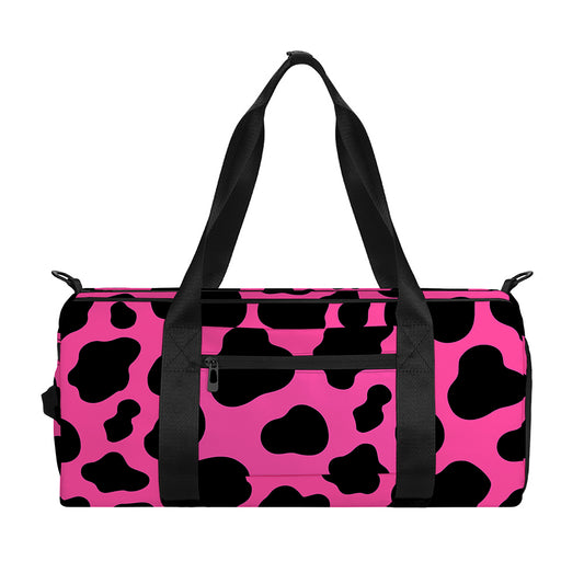 Black And Hot Pink Cow Print Gym Bag