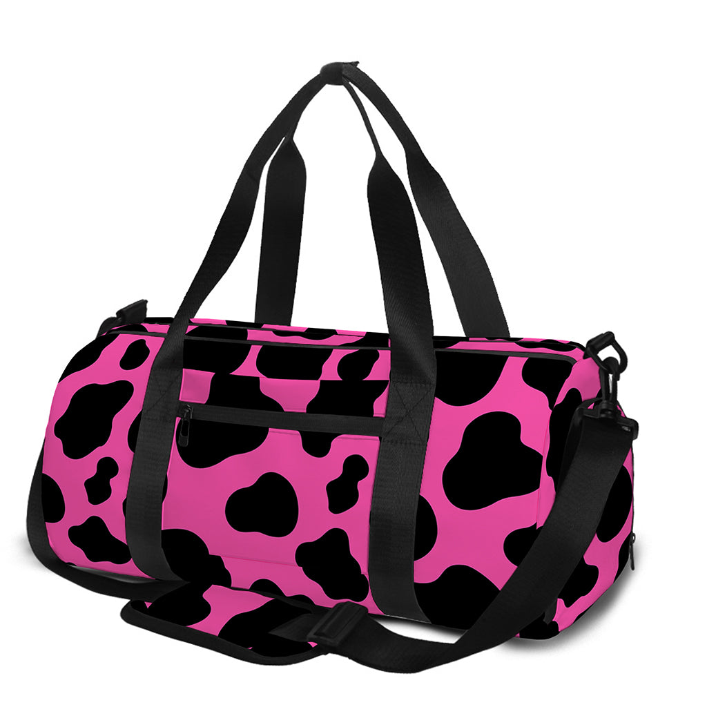 Black And Hot Pink Cow Print Gym Bag